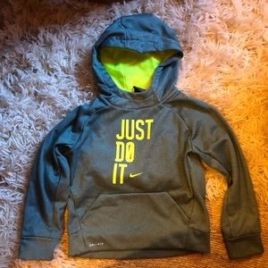 Boys Green Nike Hooded Sweatshirt